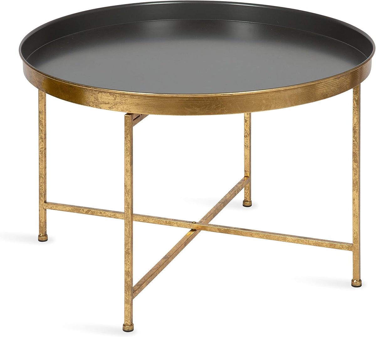 White and Gold Leaf Round Metal Coffee Table L6648