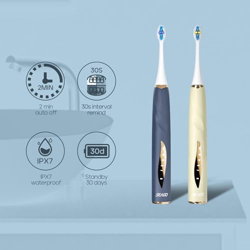 Rechargeable Electric Toothbrush with 8 Brush Heads, 5 Modes, Pressure Sensor N55867
