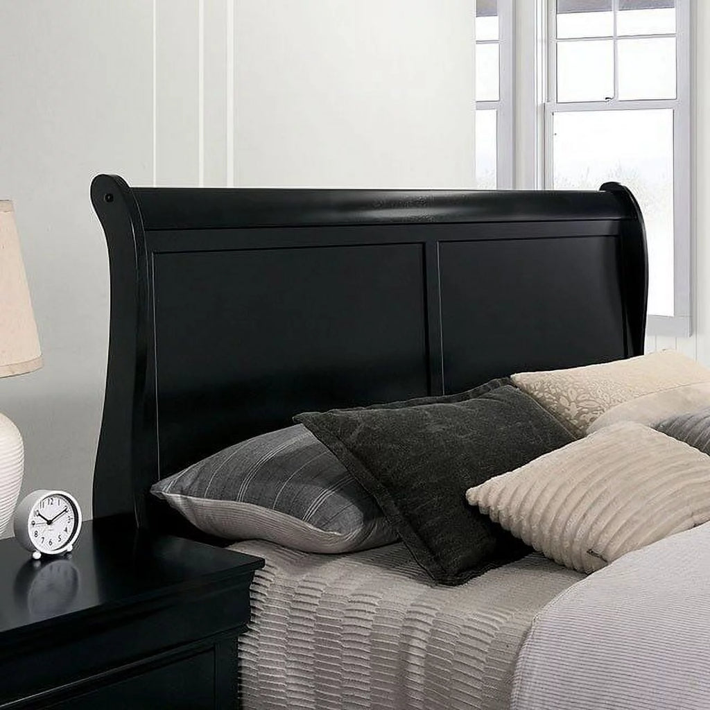 1pc Eastern King Size Black Solid Wood Bedframe F70502