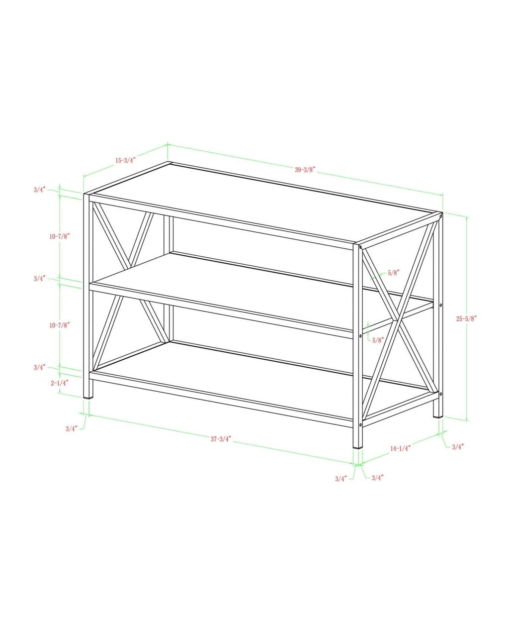40x22 Industrial Wood Bookcase K13157