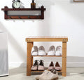 Brown 2-Tier Bamboo Shoe Bench W96072