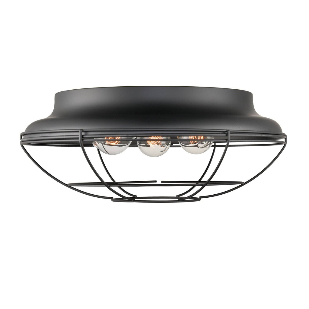 Matte Black 3 Light Flush Mount Lighting S556