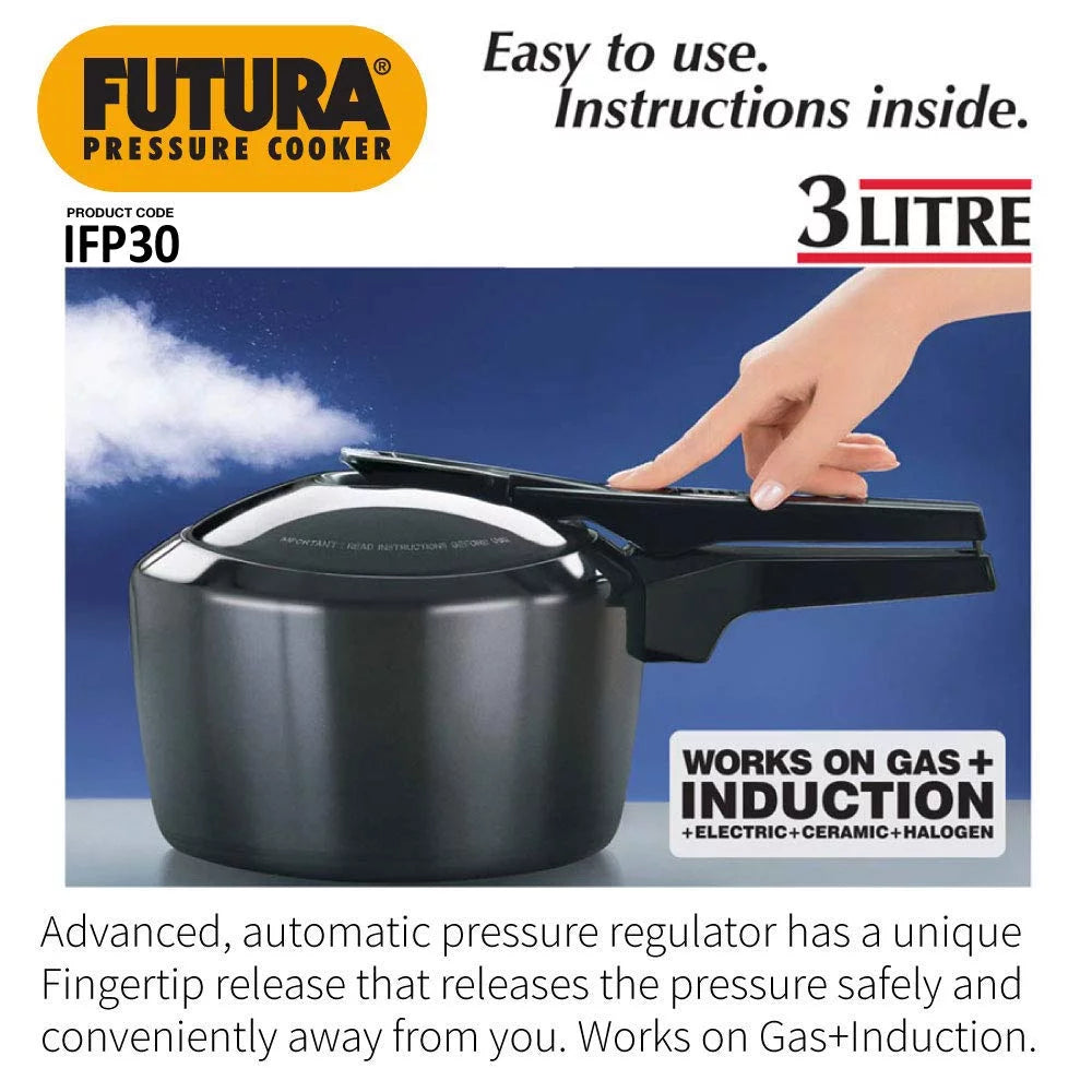 Hard Anodised Aluminium Induction Compatible 3 Litre Pressure Cooker B3889