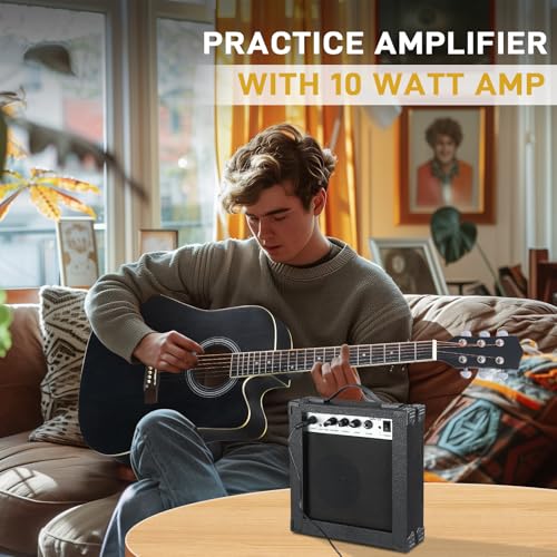Black Full-Size Acoustic Electric Guitar with Amp J73797
