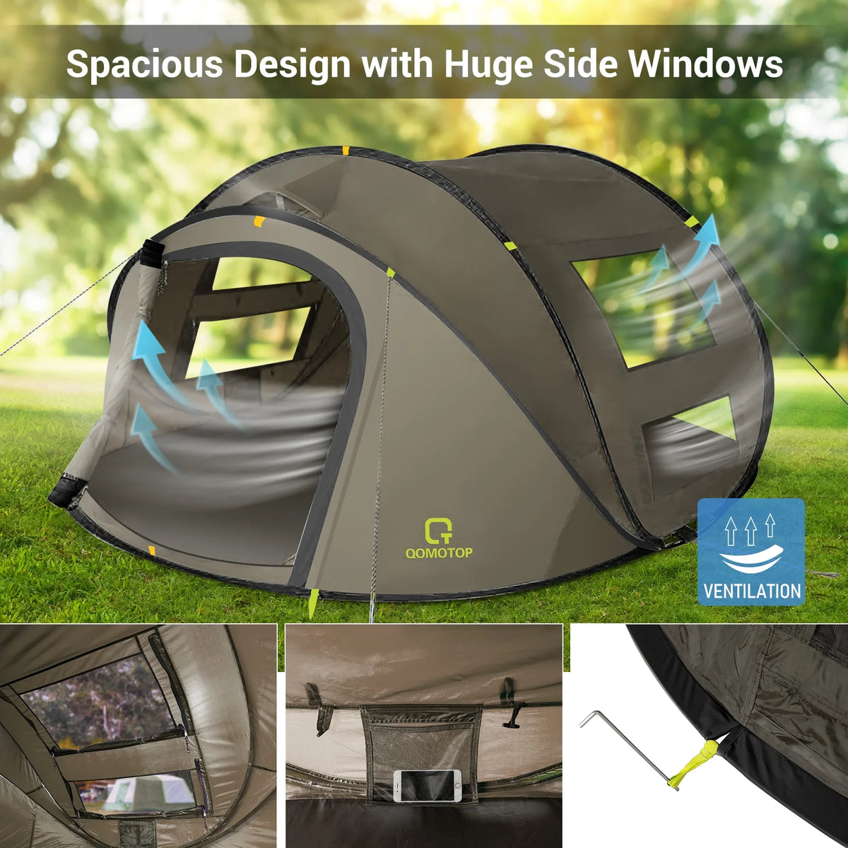 4-Person Waterproof Pop Up Camp Tent H16671