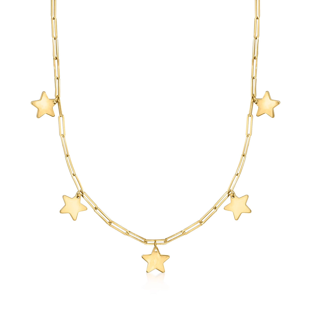 Italian 14kt Yellow Gold Star Necklace F889950