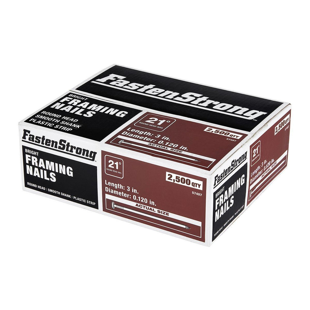 21° 3 in. Bright Coated Framing Nails, 2500 Pack X404414