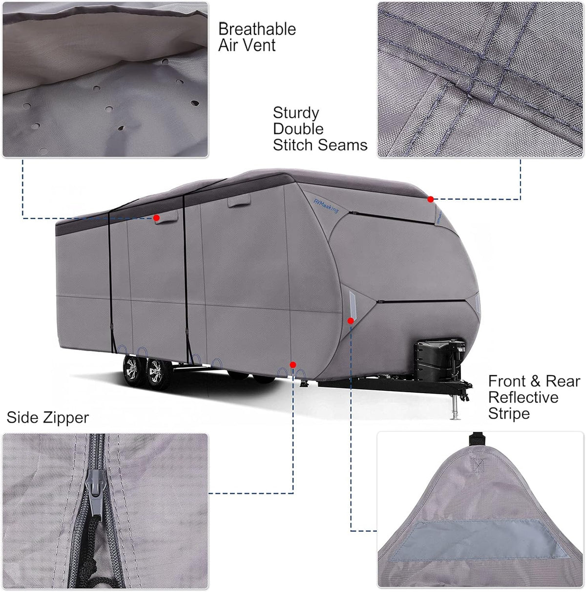 Waterproof 500D Travel Trailer Cover with 4 Tire Covers E405929
