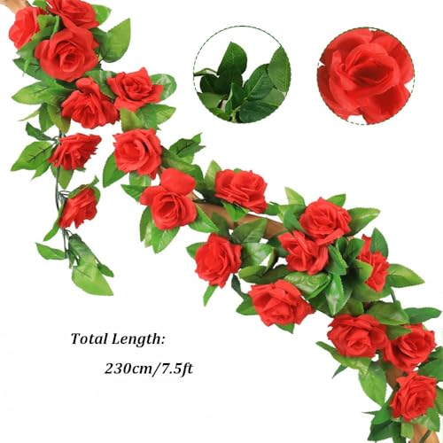 White 10PCS Artificial Rose Garland 7.5Ft B2738