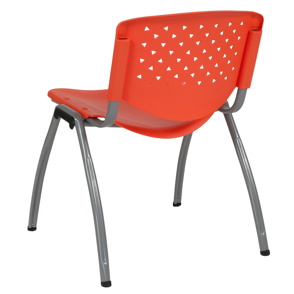 Orange Plastic Stack Chair with Perforated Back L134186