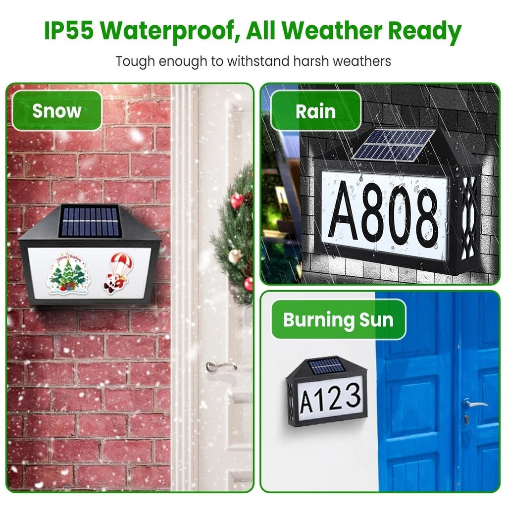 Solar Address Sign IP55 Waterproof Wall Mounted LED O8910