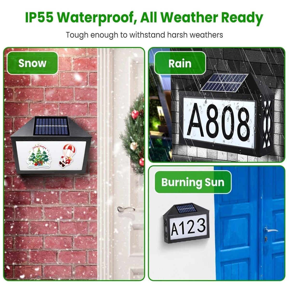 Solar Address Sign IP55 Waterproof Wall Mounted LED O8910