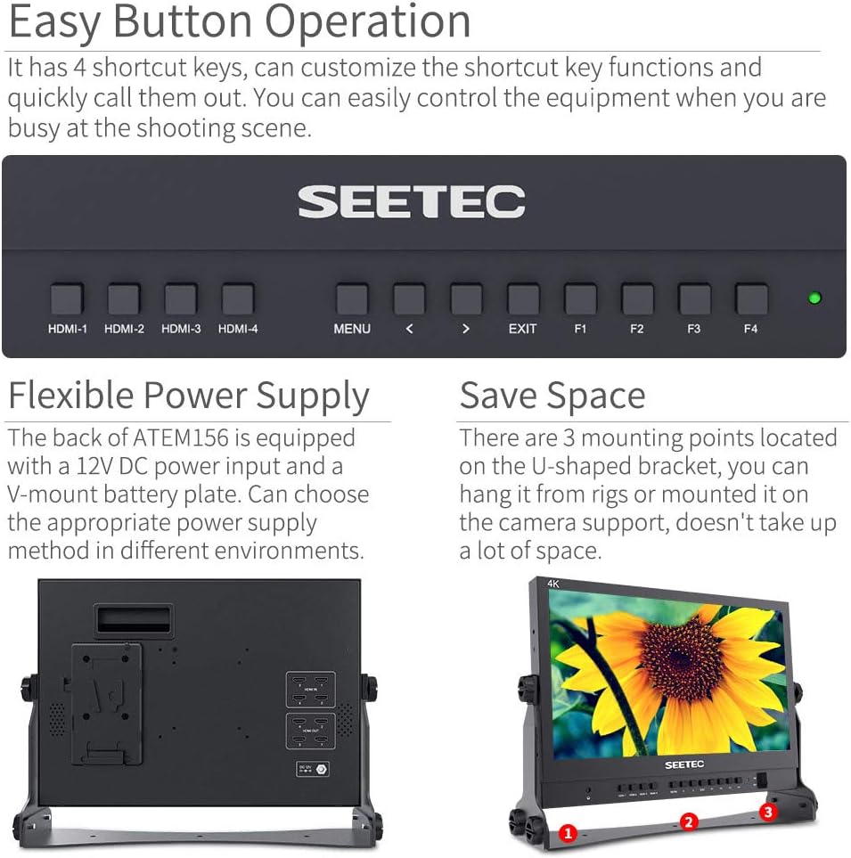 15.6 4 HDMI Input Output Quad Split Display Monitor S815