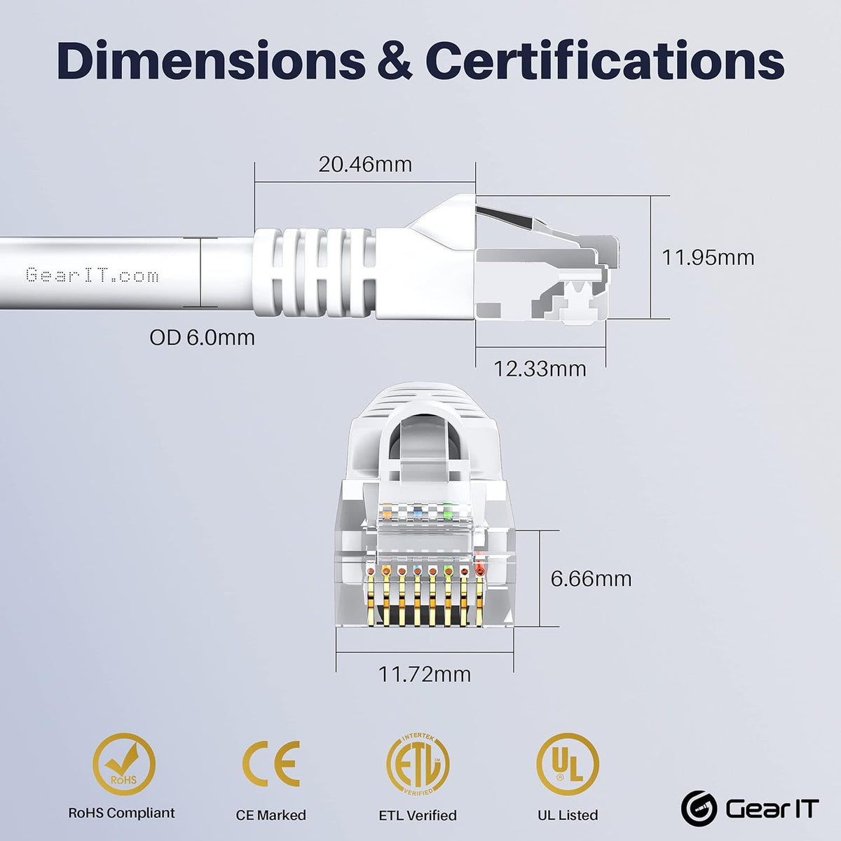 50-Pack White Cat 6 Ethernet Cable 2 Feet A748