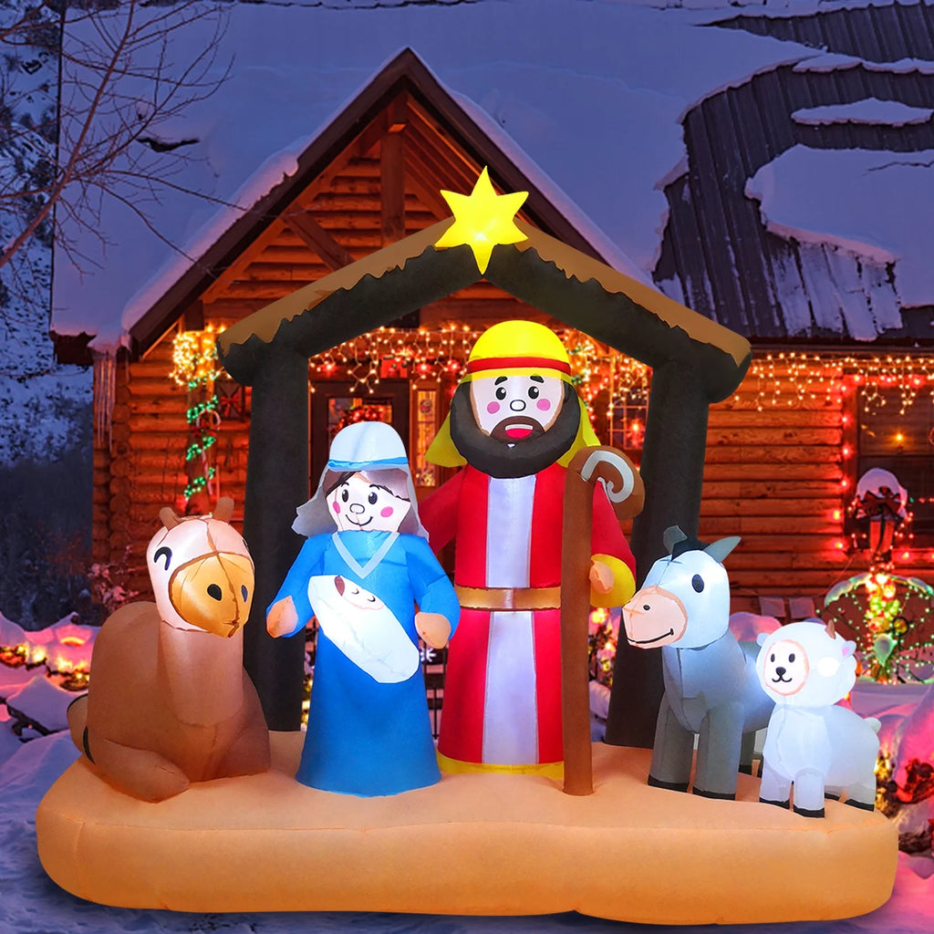 6ft Christmas Inflatables Nativity Scene with Build-in LEDs R5551