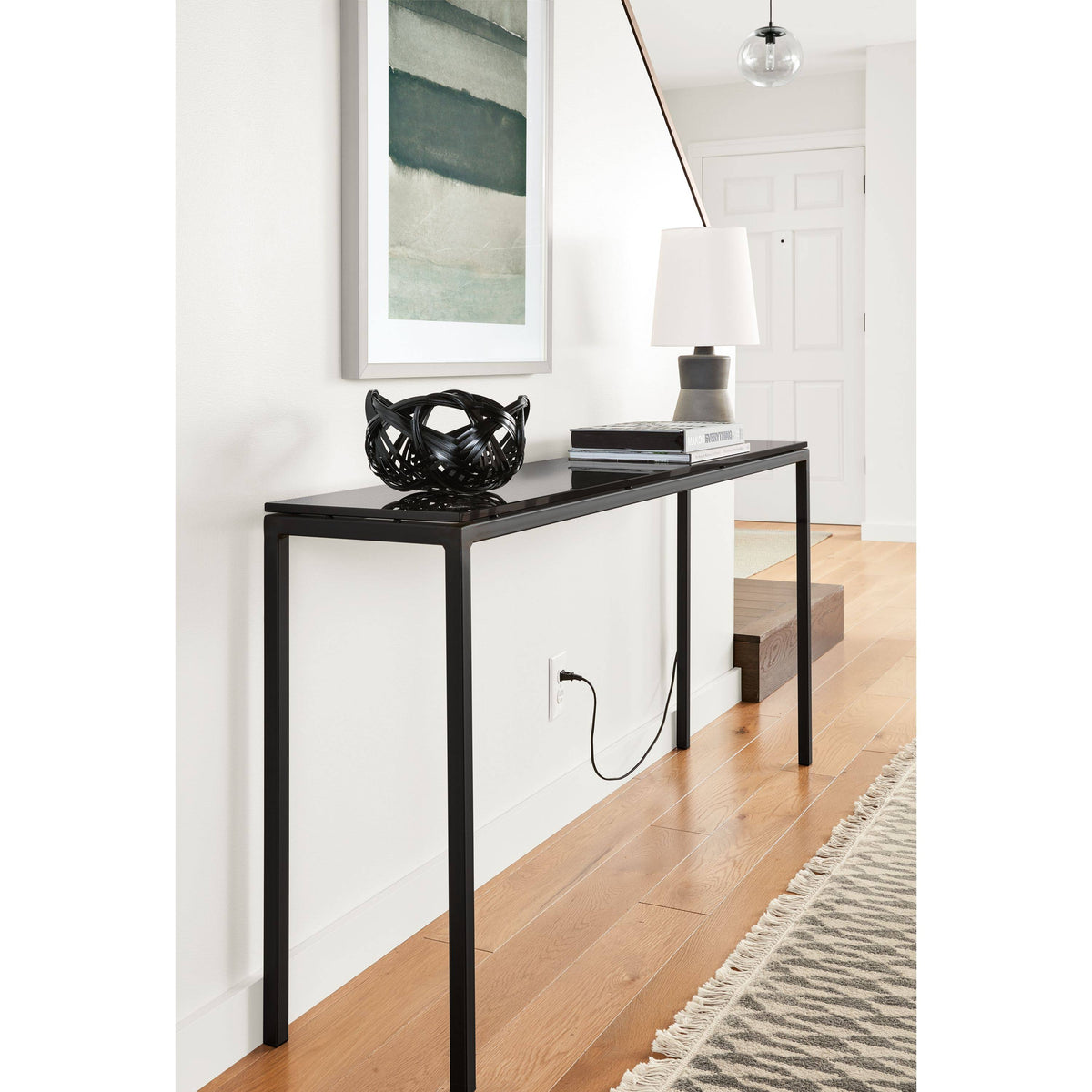 Cherry Top Console Table with White Base B530054