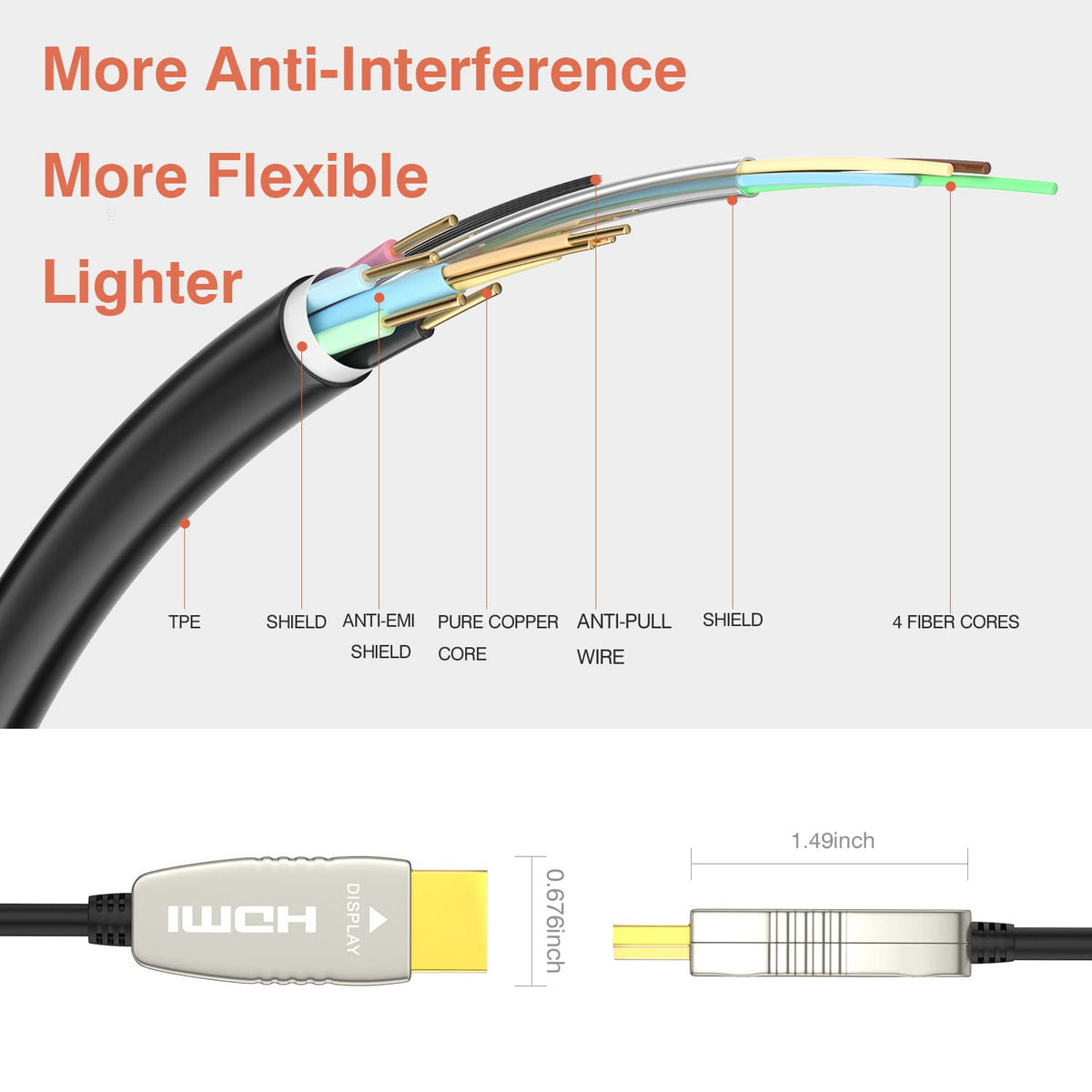 4K60HZ HDR 6 feet HDMI Fiber Cable T939293