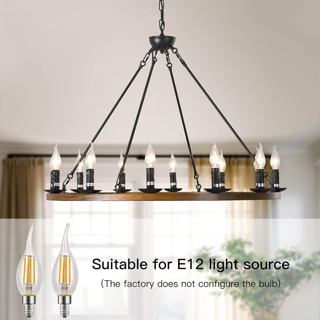 12-Lights Wagon Wheel Chandelier W728140