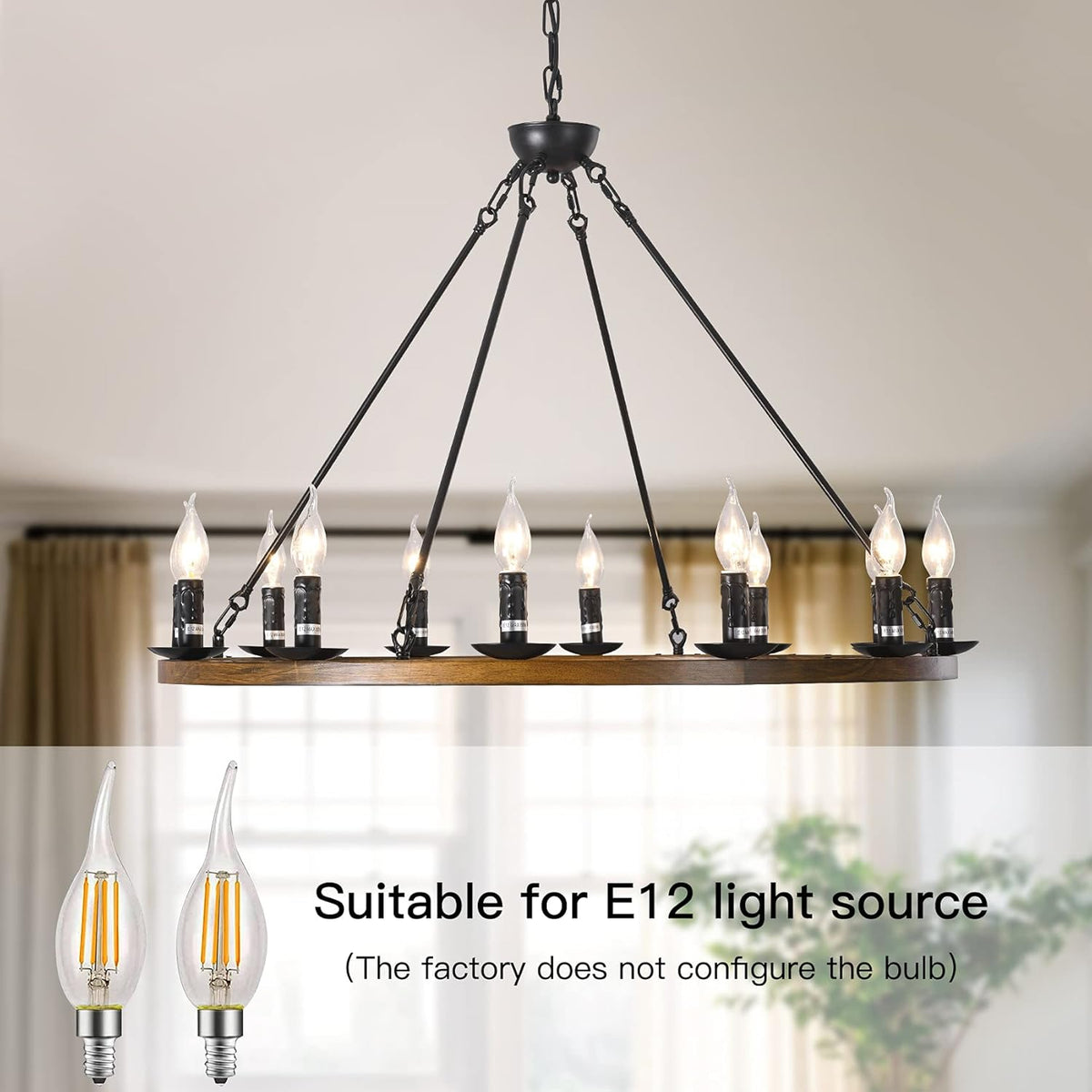 12-Lights Wagon Wheel Chandelier W728140