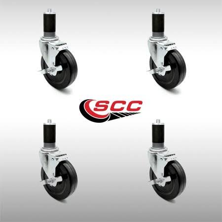 Stainless Steel 5 x 1.25 inch Swivel Casters with Brake Set of 4 P262958