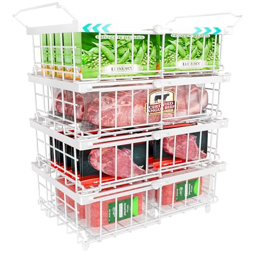 Expandable Stackable Freezer Baskets, 4 PCS, White Q2171