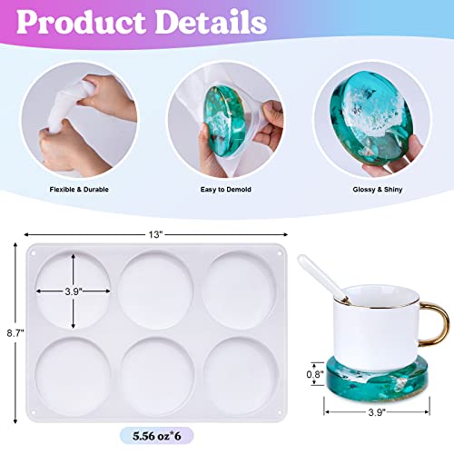 Large 6 Cavity Round Silicone Coaster Molds L165