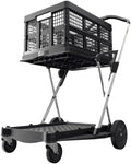 Collapsible Folding Trolley Cart with Storage Crate Red Z9798
