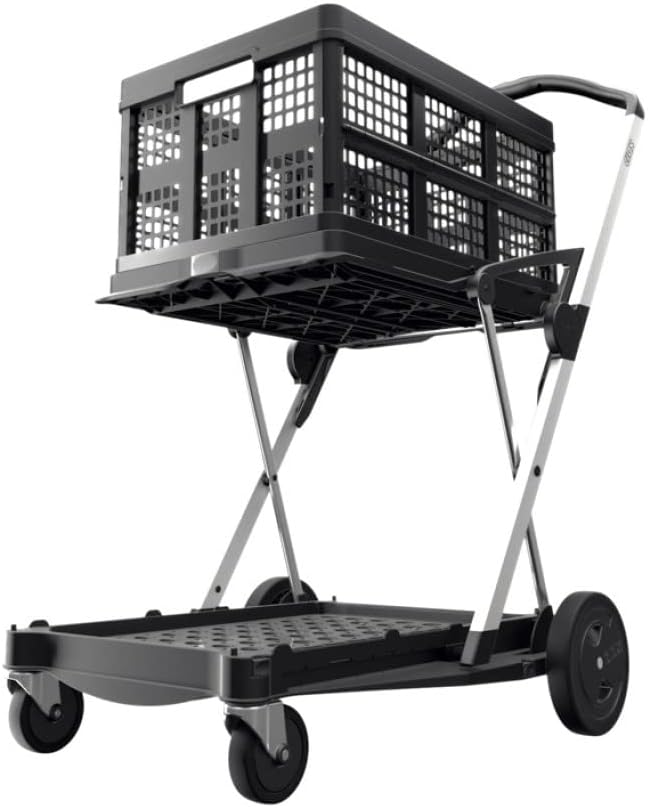 Collapsible Folding Trolley Cart with Storage Crate Red Z9798