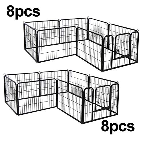 16 Panels 32 in Black Metal Pet Playpen E663318