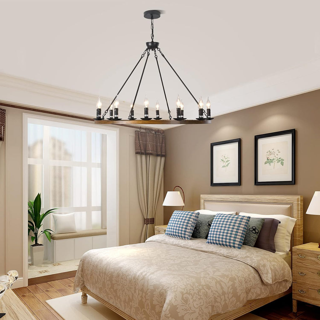 12-Lights Wagon Wheel Chandelier W728140
