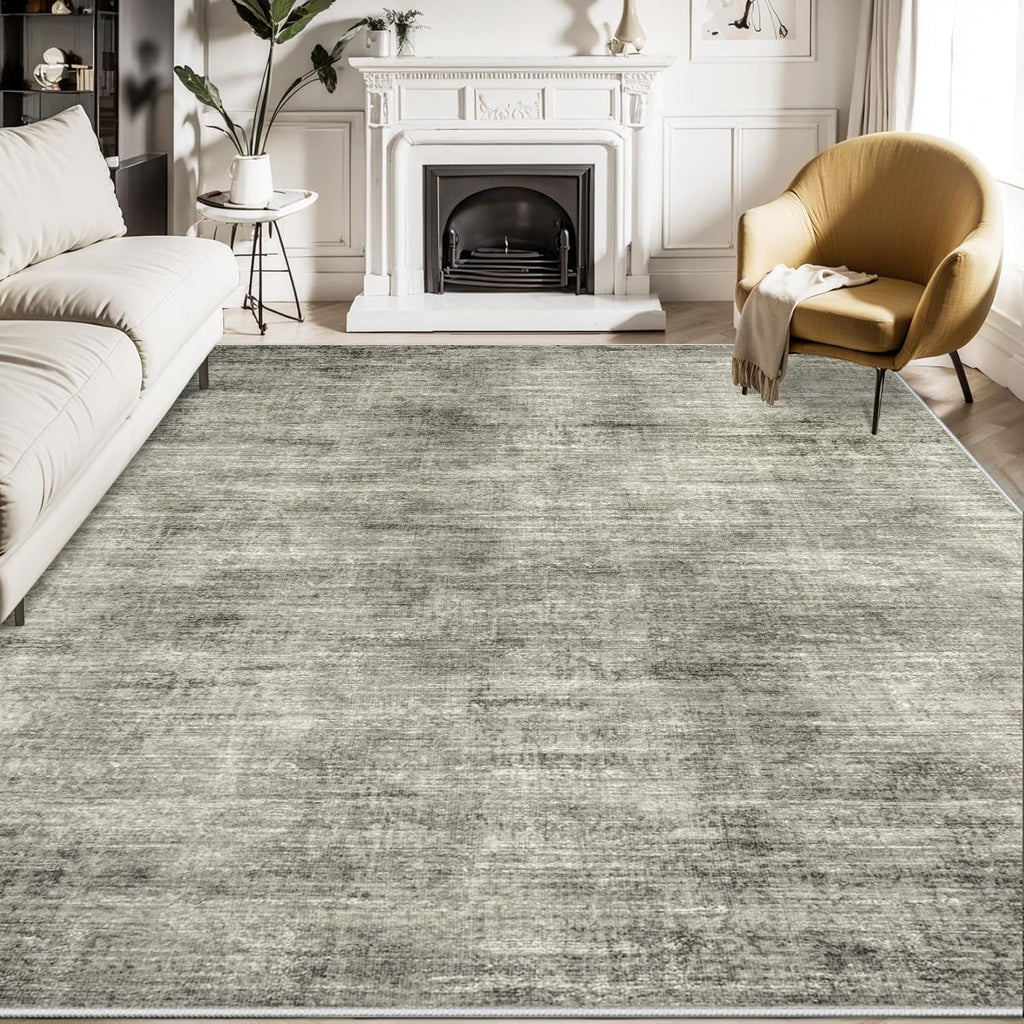 8x10 Washable Non-Slip Abstract Area Rug (Grey) B343