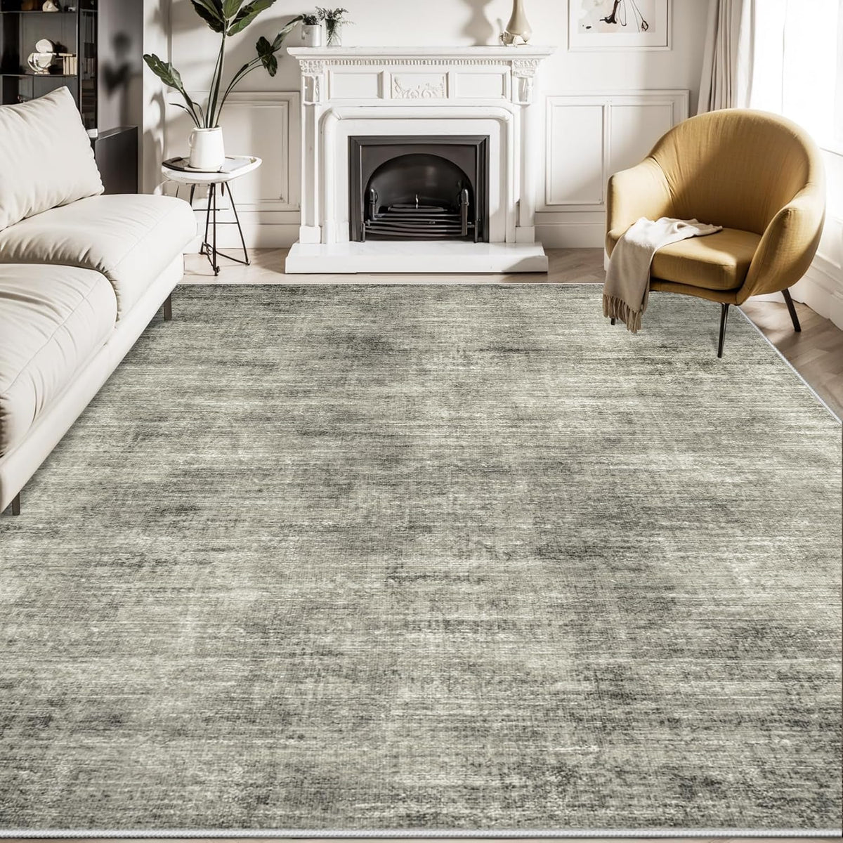 8x10 Washable Non-Slip Abstract Area Rug (Grey) B343