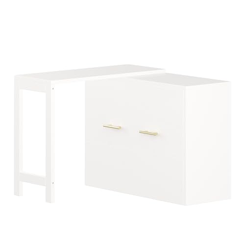 White Twin Folding Murphy Bed with Mattresses and Desk I9970