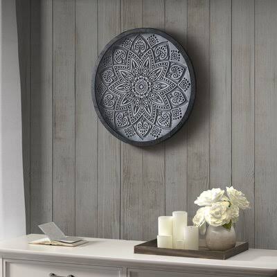 Grey Medallion Carved Wall Decor I4650