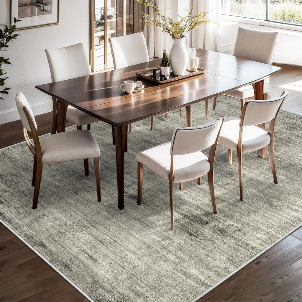 8x10 Washable Non-Slip Abstract Area Rug (Grey) B343