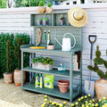 Green 65" Wooden Potting Bench with 4 Storage Shelves Z70753