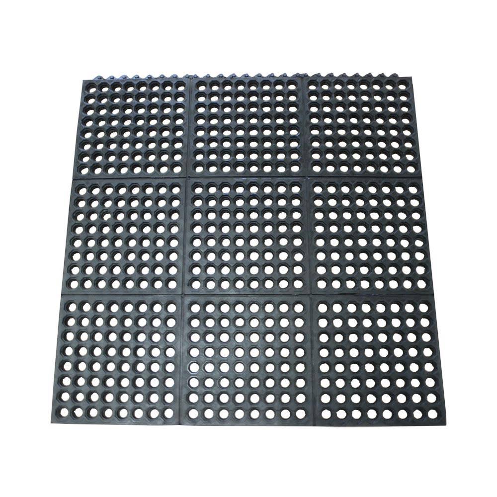 Black Rubber Kitchen Mats 4 Pack G526