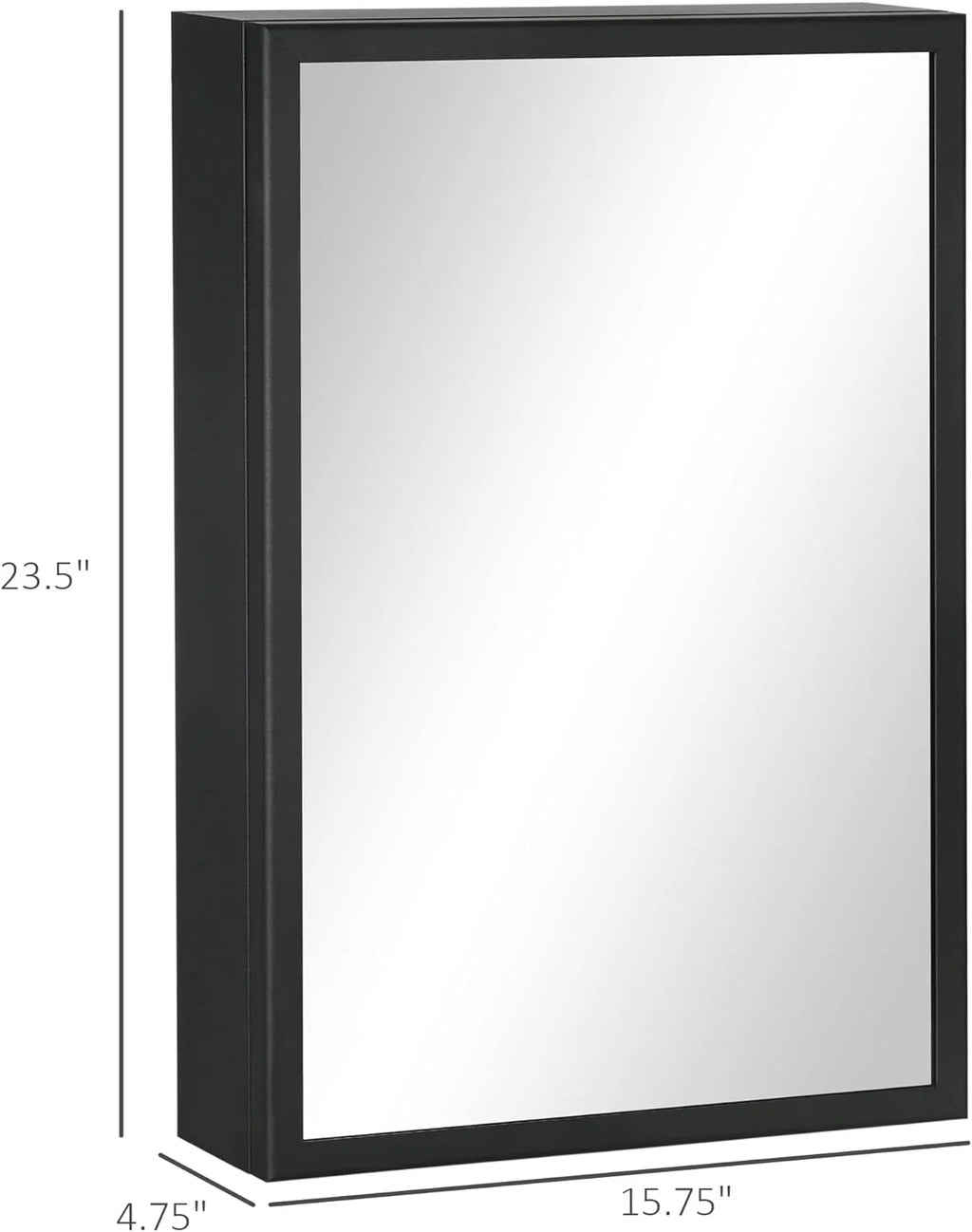 Black Wall-Mounted Stainless Steel Medicine Cabinet with Mirror R284