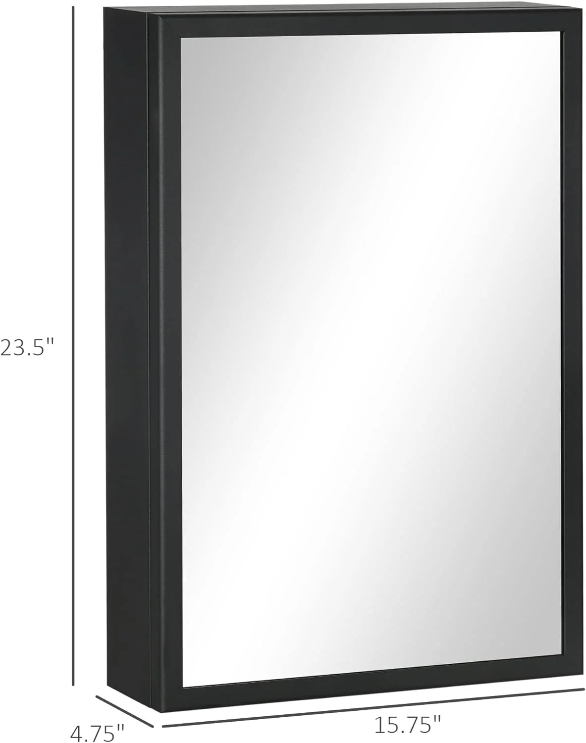 Black Wall-Mounted Stainless Steel Medicine Cabinet with Mirror R284