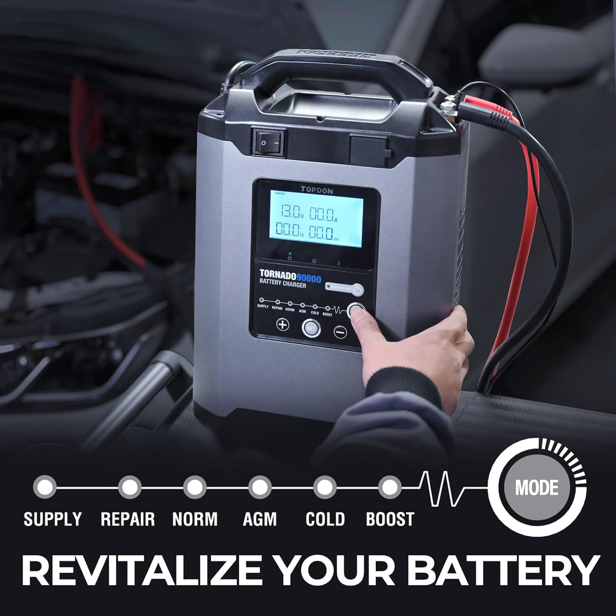 90-Amp 12/24V Smart Automotive Battery Charger Maintainer Desulfator P75616