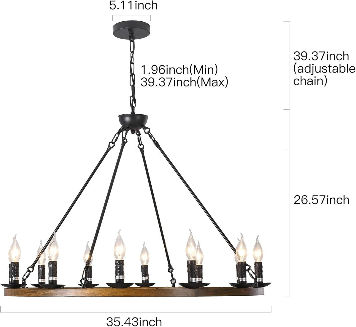 12-Lights Wagon Wheel Chandelier W728140