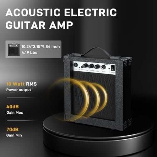 Black Full-Size Acoustic Electric Guitar with Amp J73797
