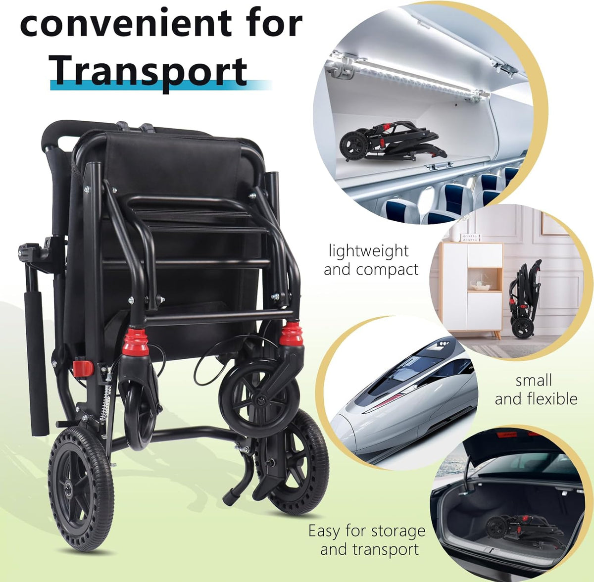 Ultra-Light Portable Folding Wheelchair with Handbrake W146