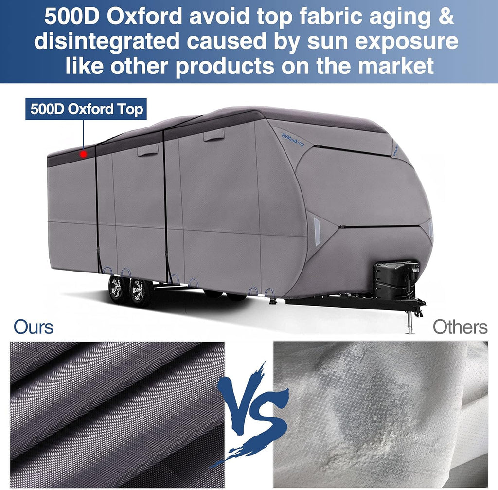 Waterproof 500D Travel Trailer Cover with 4 Tire Covers E405929