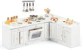 24 Pieces Miniature Dollhouse Furniture Kitchen Set Wooden White N312