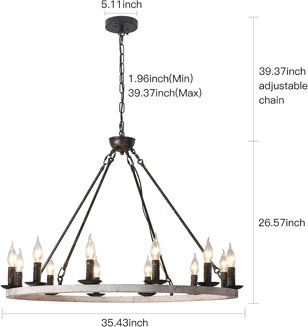12-Lights Wagon Wheel Chandelier W728140