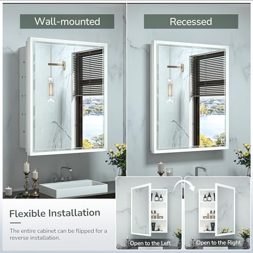 Silver 16x24 1 Door Recessed Medicine Cabinet with Mirror G684945
