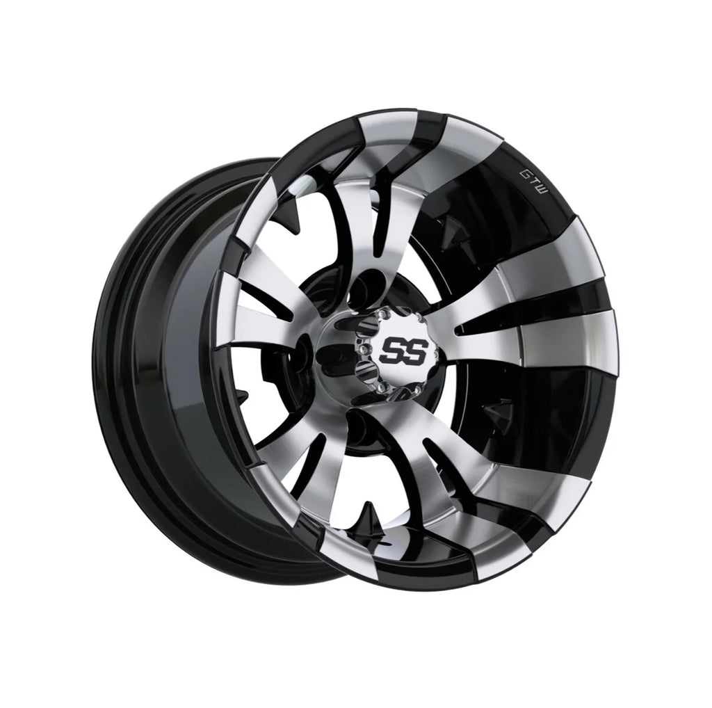 Set of 4 12 inch Black Golf Cart Wheel and Tire W3738
