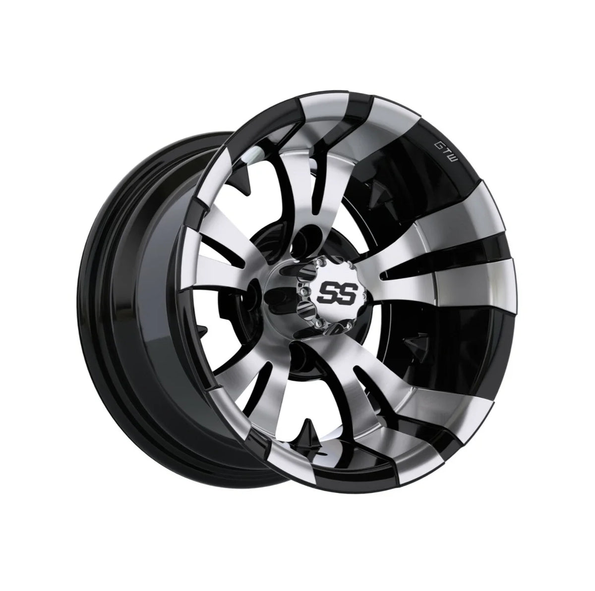 Set of 4 12 inch Black Golf Cart Wheel and Tire W3738