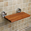 Teak Folding Shower Seat Bench Dark Wood Wall Mount Q156